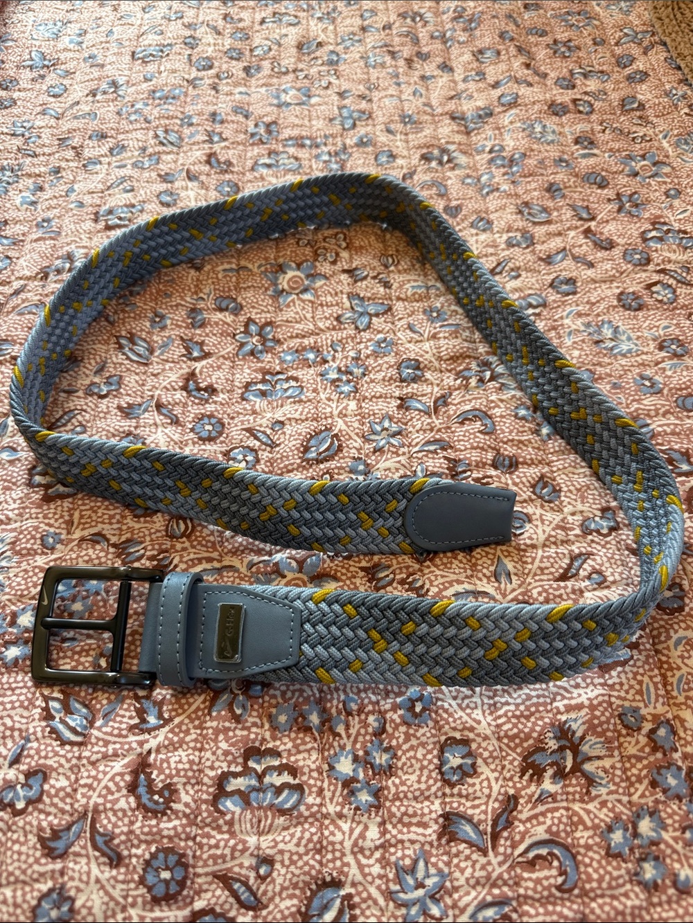 Nike Grey Woven Stretch Belt with Yellow Accent